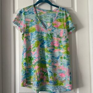 EUC Lilly Pulitzer Etta V-Neck Top Honda Classic Size small